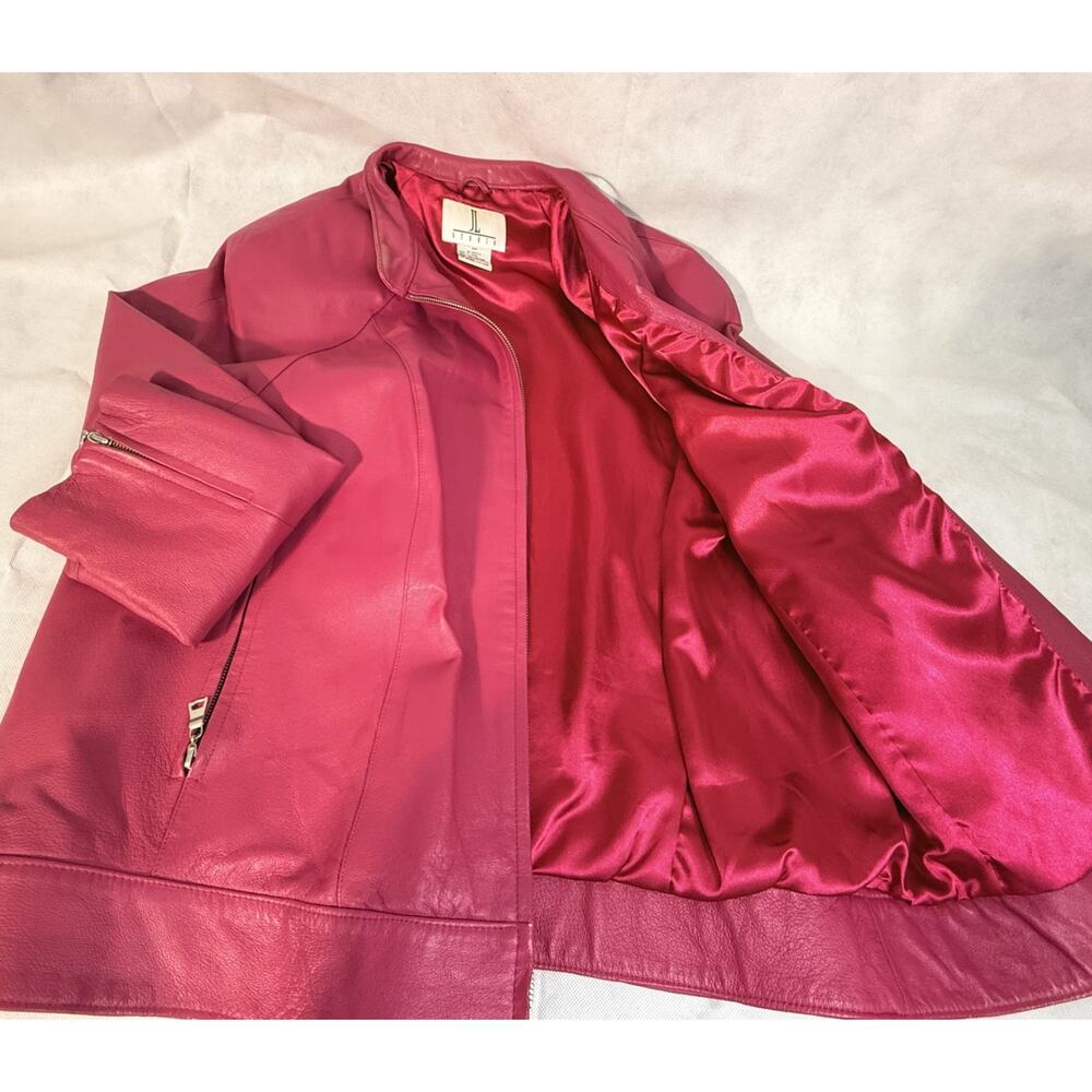 JL Studio Genuine Hot Pink Moto Leather Jacket Vintage SZ 20 W Plus - Picture 4 of 5
